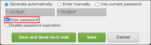 Screenshot: The "Show password" checkbox is selected