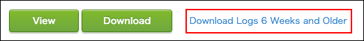 Screenshot: "Download Logs 6 Weeks and Older" is highlighted