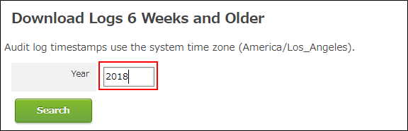 Screenshot: Entering a year for logs to download