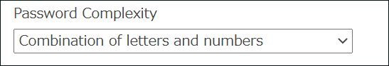 Screenshot: A field to specify the password complexity is displayed